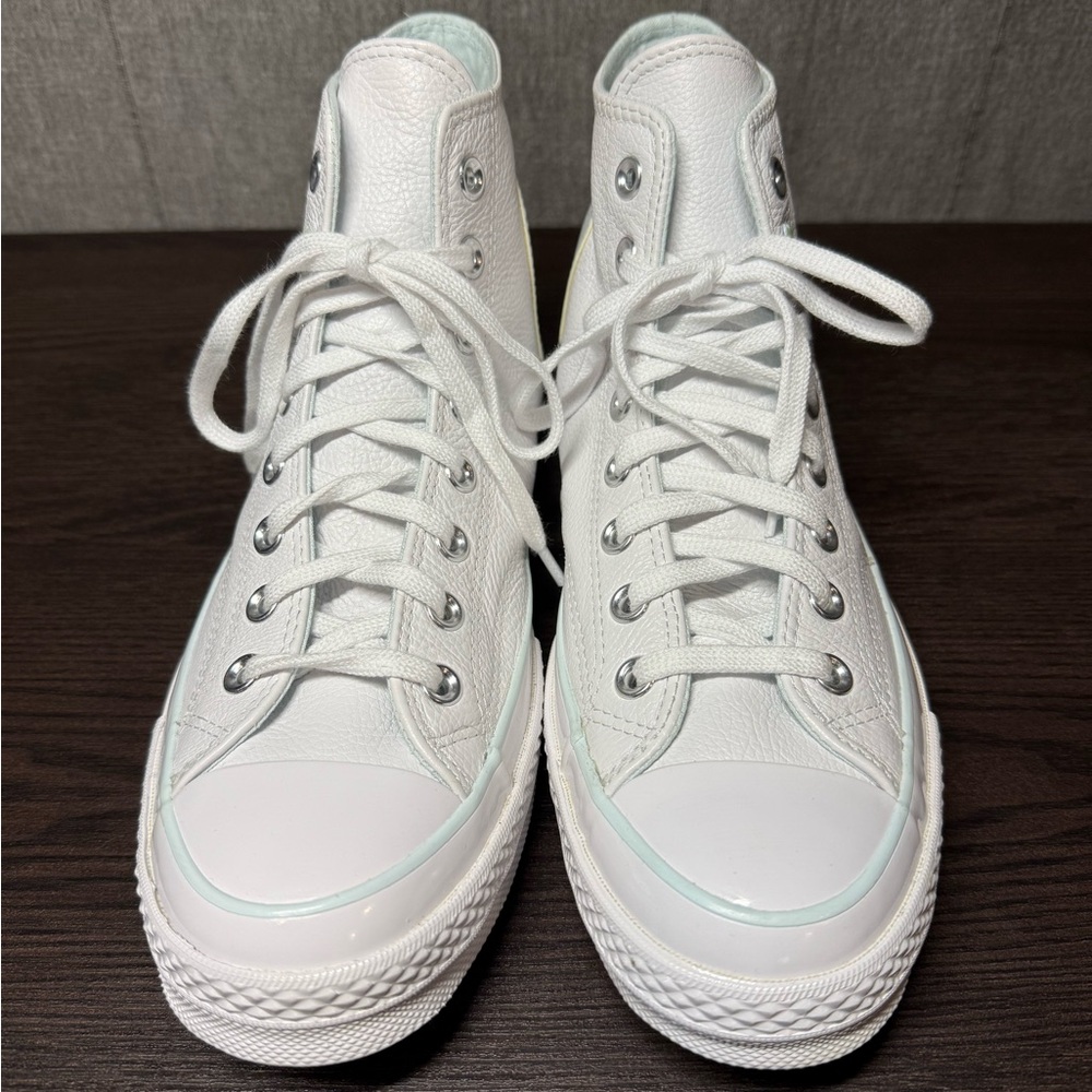 Converse Women's White Leather High-Tops - Picture 2 of 6